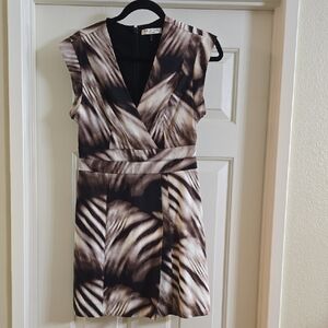 Halston Heritage Black and Cream Mini Dress